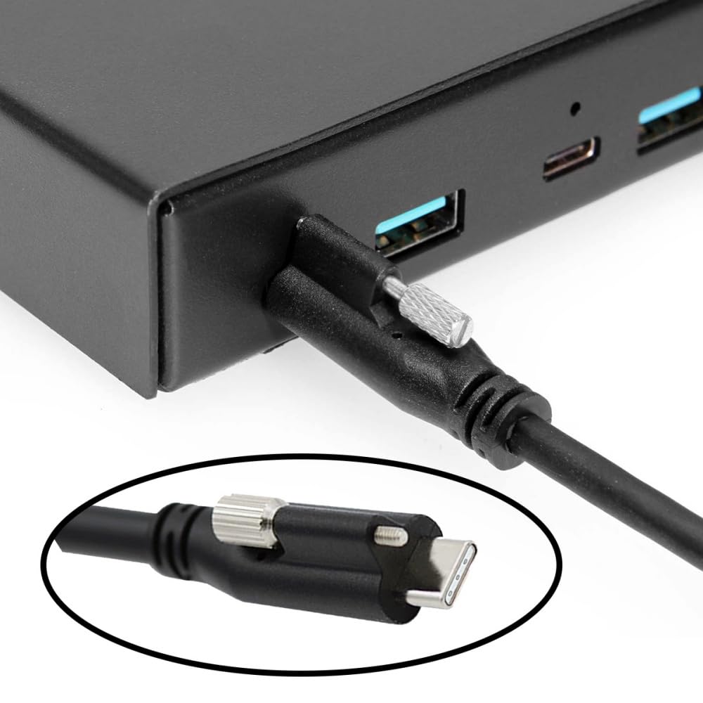 xiwai USB to USB Cord with Single Panel Mount 10Gbps 65W PD Power for Laptops and Screw-Locking 3.1 Type-C USB-C Cable, 3.25A 3.0 Connector, Data,