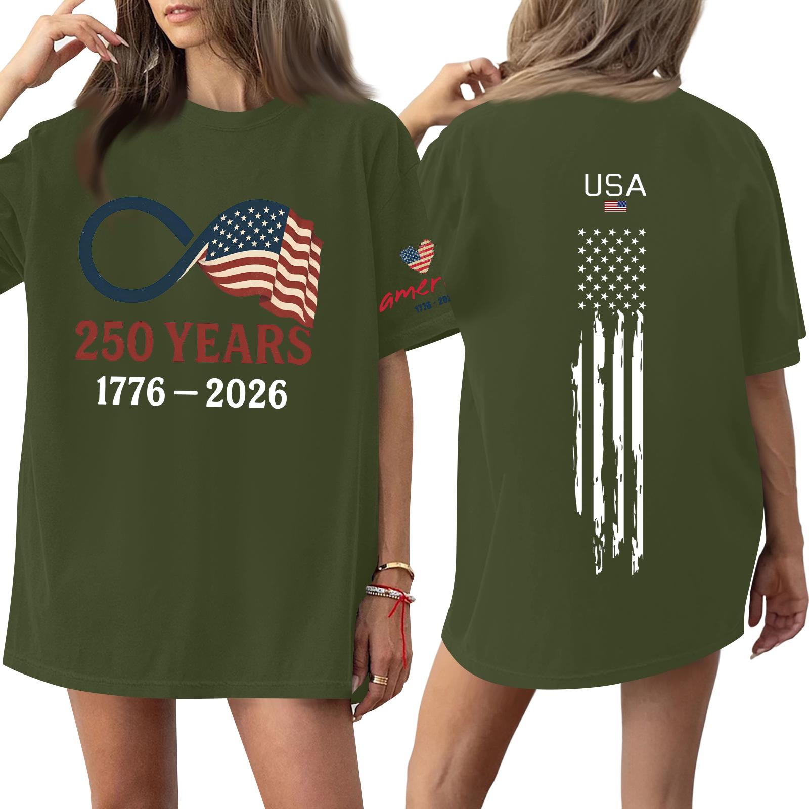 

250 Anniversary USA Shirt Womens Tops America 250 Shirt USA Apparel Patriotic Shirts for Women USA Shirt L армия зеленый