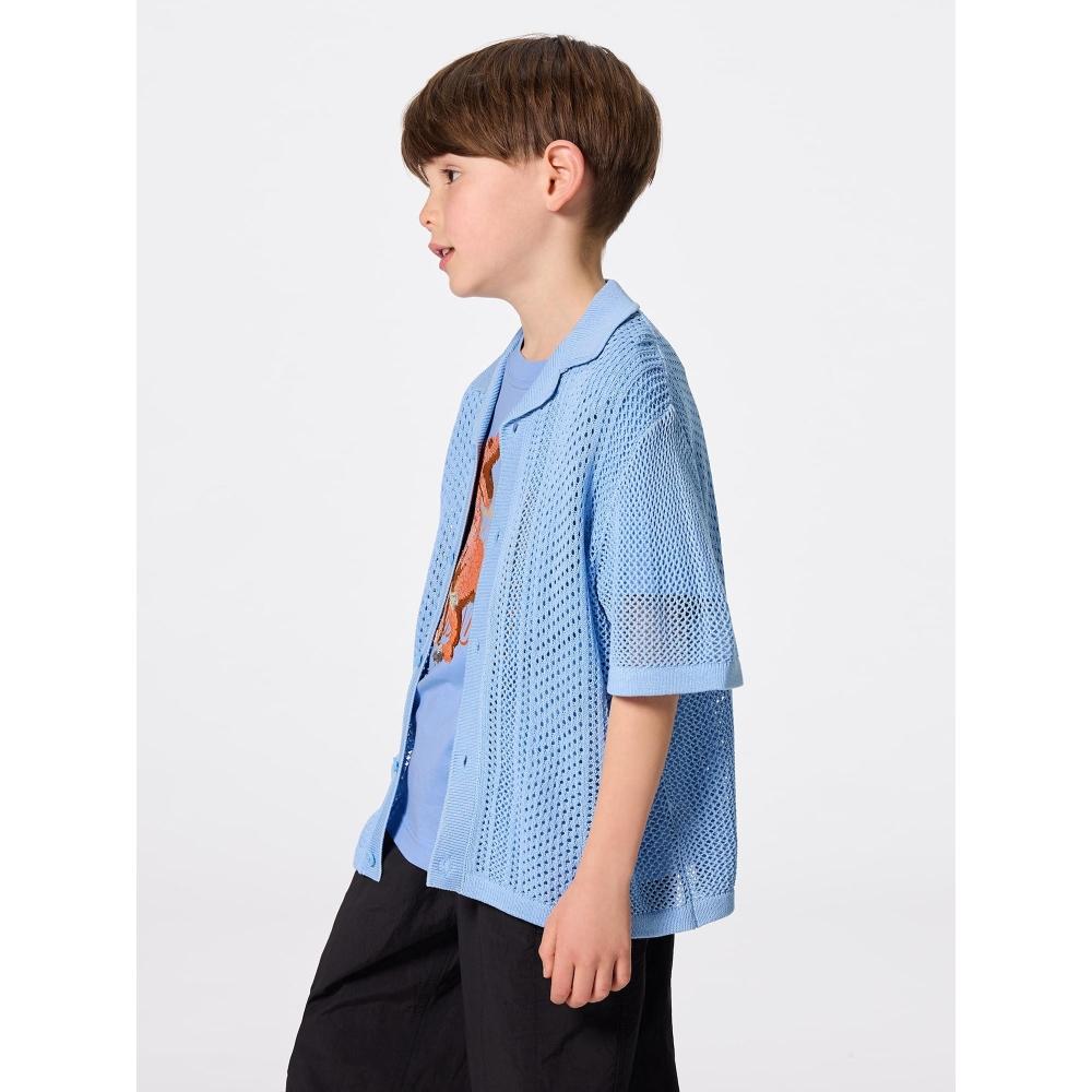 Gu By Uniqlo Kids  Unisex  Washable Mesh Knit Shirt  5 Minute Sleeve  Nt+e