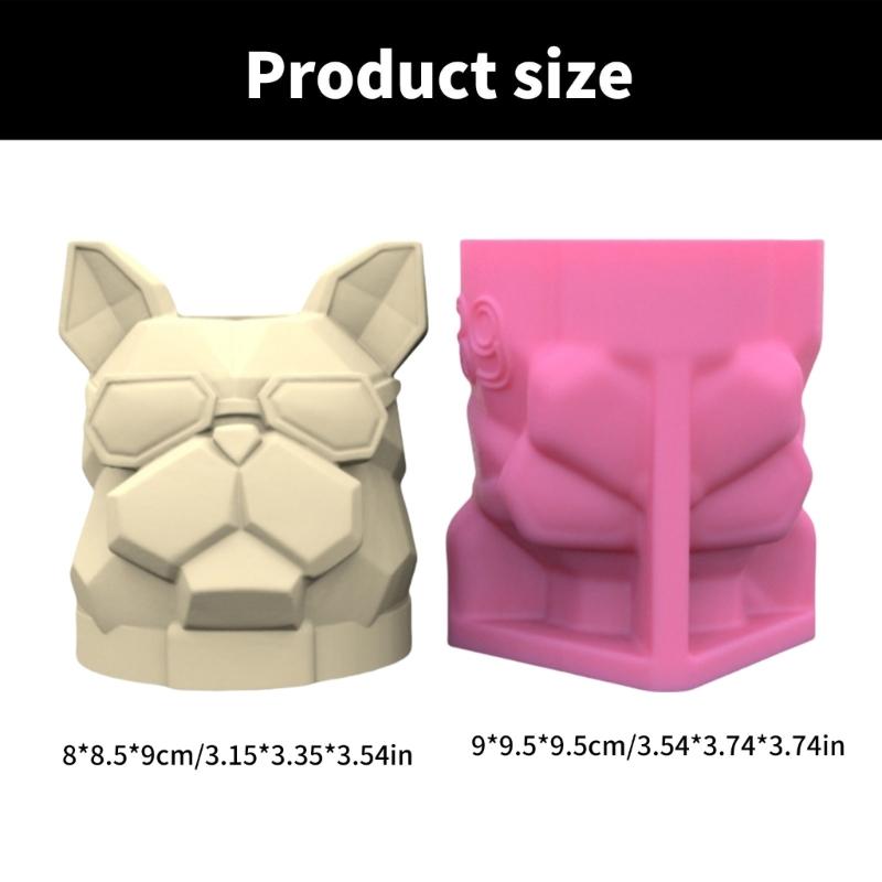 Innovative Silicone Flower Vase Mold Bulldog Shape Flexible Ornament Molds Silicone Flowerpot Mold Suitable for Crafting