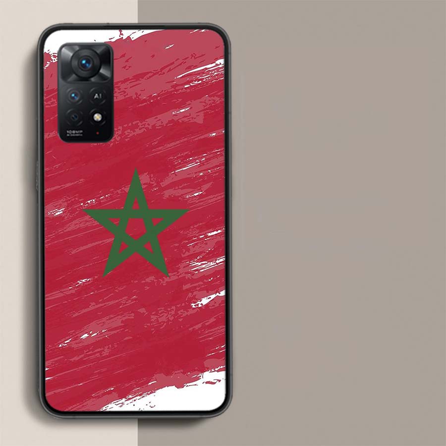 Morocco Flag Soccer Phone Case For Redmi Note 14+ 13 Pro Plus 14C 13C 12C 12 10A 10C 10 9 8 9A 9C 9T 8A 7 Pro Xiaomi Capa Cover
