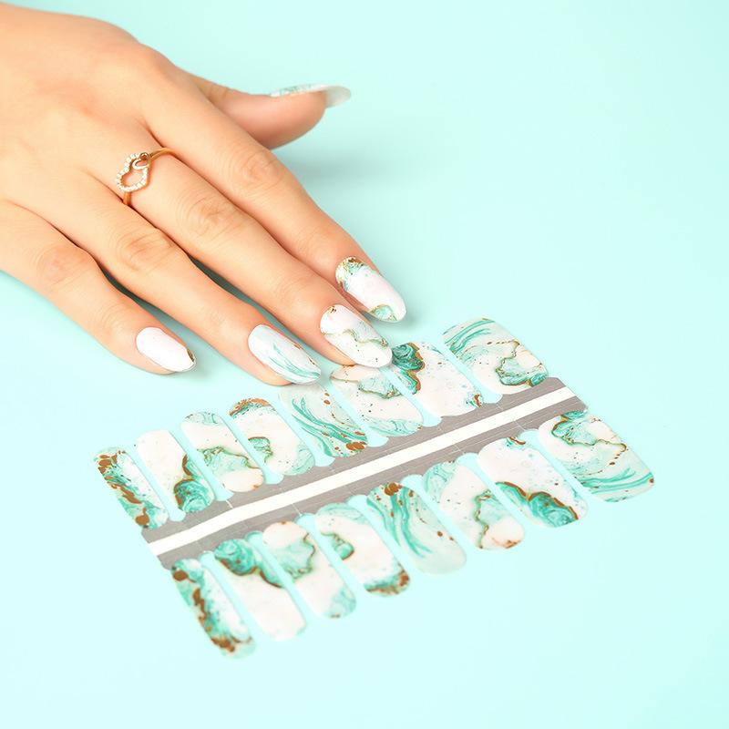 Marble Pattern Foil Nail Stickers, Korean Nail Polish Strips, Self Adhesive Nail Wraps for Home Manicure, Wholesale Nail Art