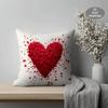 1pc Red Heart-Shaped Petal Pattern Plush Throw Pillow Cover | 2D Flat Printing, Single-Sided, 18x18 inch, Suitable for Sofa and Living Room Decor
