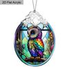 Colorful Owl Acrylic Decorations Animal Acrylic Pendant Snap-On Round Acrylic Hanging Ornaments Perfect for Home Balcony and Holiday Gift