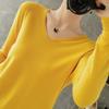 Women's V Neck Long Sleeve Solid Knit Sweater Slim Basic Layering Pullover Jumper