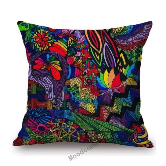 Cartoon Pop Art Hippie Modern Art Sun Girl Fashion Sofa Throw Pillow Case Cotton Linen Bench Cushion Cover Case