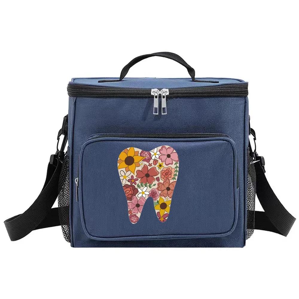 Insulated Bags Shoulder Lunch Bag Waterproof Cooler Box Portable Thermal Organizer Handbag for Men and Women Teeth Pattern