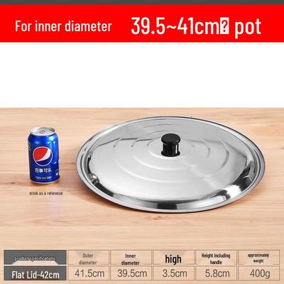 42cm Edelstahl Flacher Topfdeckel