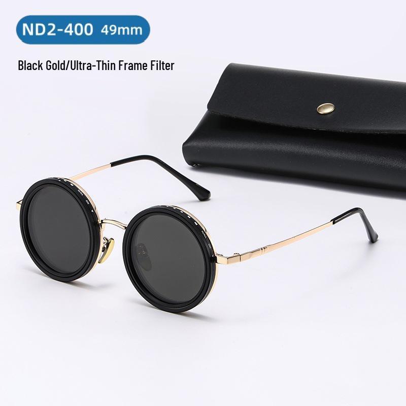 ND Rotating 9-Level Adjustable Polarized Sunglasses, UV400 Protection, Punk Style Round Filter