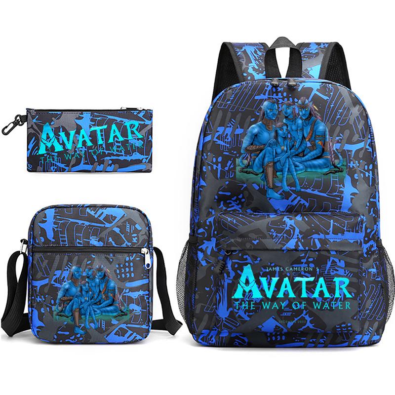 Large Capacity Schoolbag with Shoulder Strap; Student Three-piece Pencil Case Set
