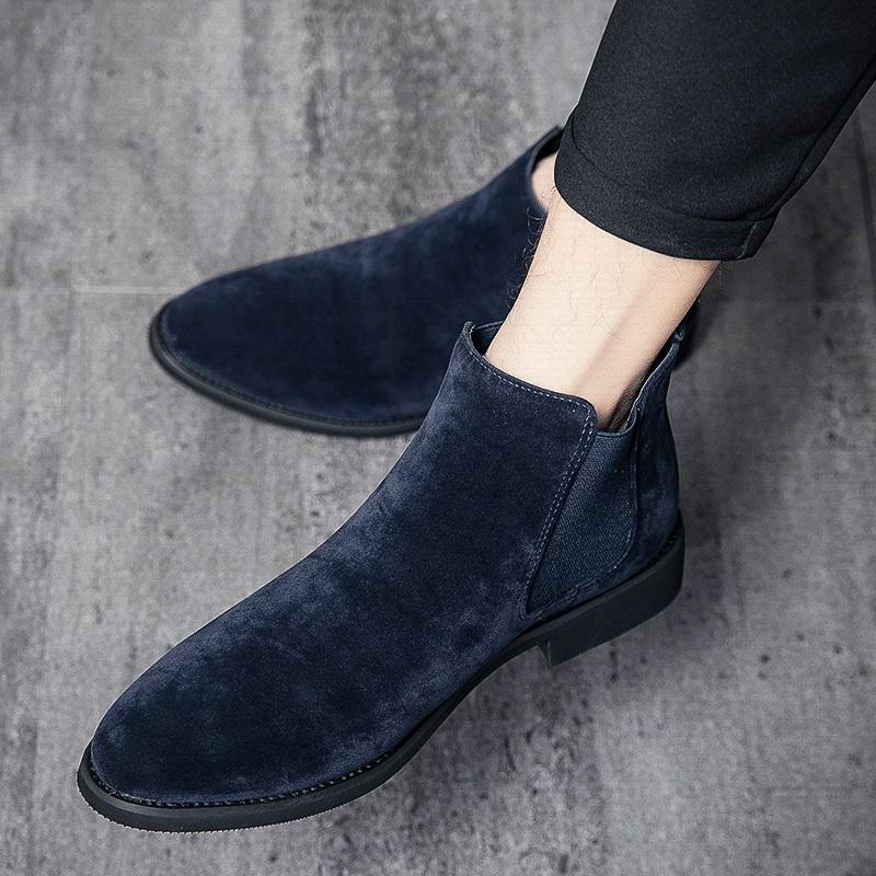 Britain New Winter British Suede Leather Chelsea Ankle Boots Men's Casual Designer Slip On High Tops Shoes Zapatos Hombre