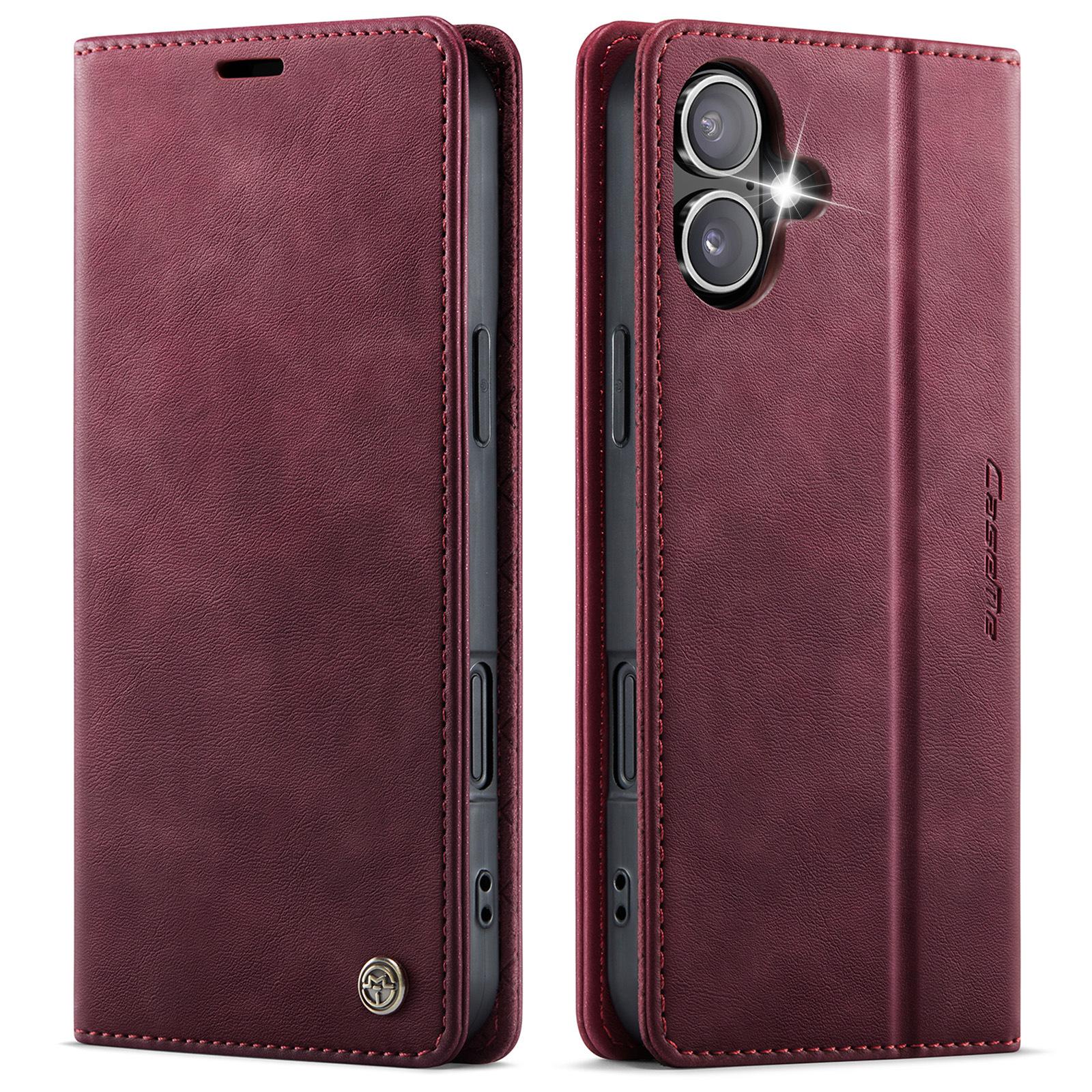 

Vintage Calfskin RFID Flip Case for iPhone 17/16E/15 - Premium PU Leather Protective Cover iPhoneXs Max червоний