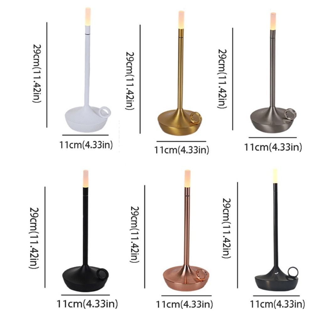 USB Charging Candlelight Table Lamp Touch Control LED Light Source LED Candle Lamp Metal Construction Simple Design