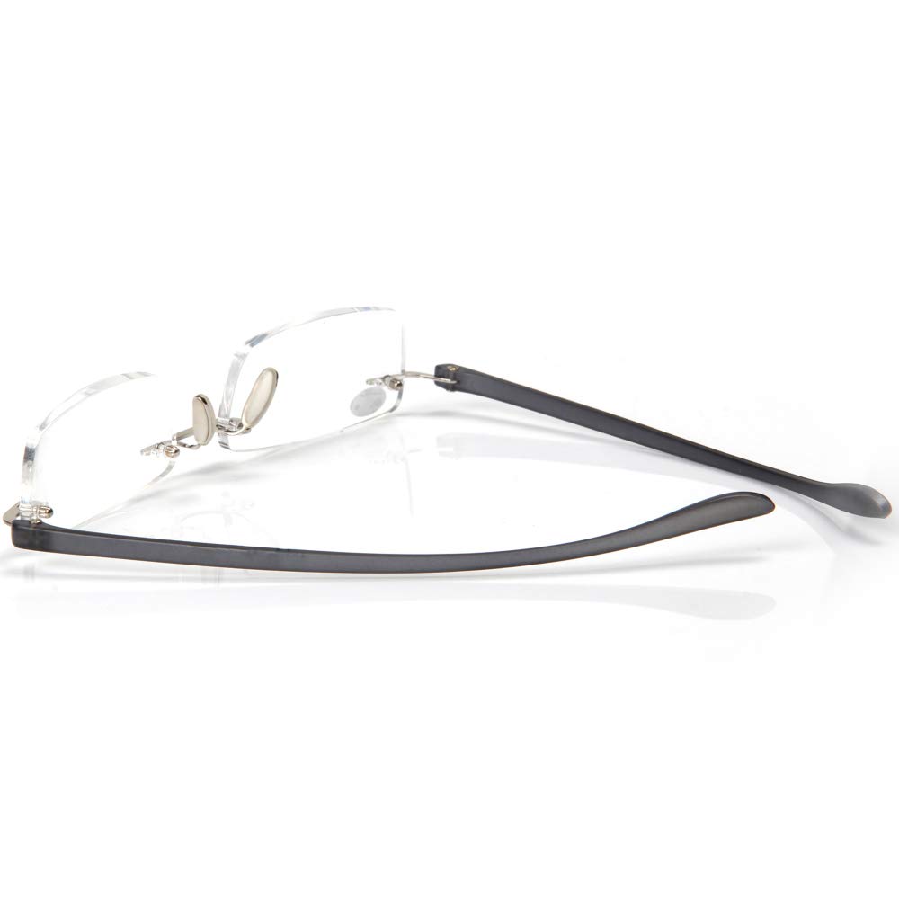Qi Song Rimless Reading Stylish Reading Power Range to Set of [Qi Song] Two-Piece Set, Ultra-Lightweight Glasses, Glasses, "+1.0 +4.0" (+3.5, Gray, 2)