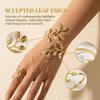 Open Armband Ring Set Gold Jewelry Set Fashion Leaf Upper Arm Cuff  Unisex