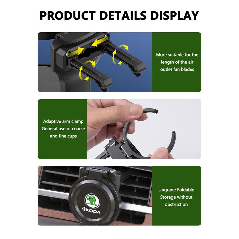 Universal Car Air Outlet Folding Drink Coffee Cup Storage Holder For Skoda Octavia Superb RAPID FABIA KAMIQ KAROQ KODIAQ YETI kybf34