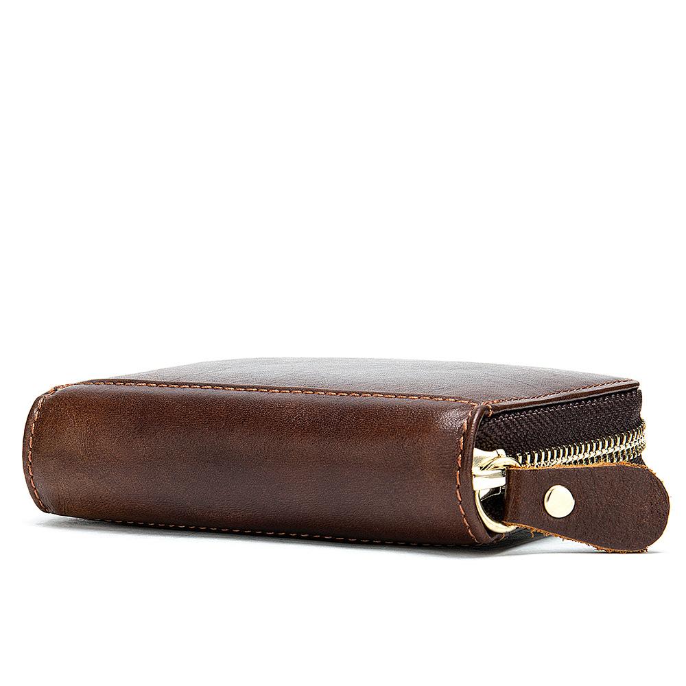 Genuine Leather Card Holder Zipper ID Credit Card RFID Blocking Slim Mini Wallet Organ Card Bag