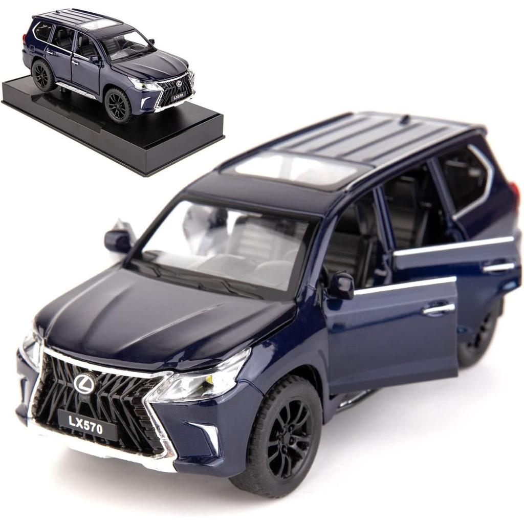 1/32 Scale Lexus LX570 Off-Road In Luxury SUV Model Car, Zinc Alloy Pull Back Toy Car with Sound and Light for Kids Boy Girl Gift