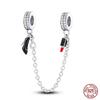 Real 925 Silver Stars & Moon Sunflower Safety Chains Spacer Beads Charms Fit Qikaola 925 Bracelets DIY Jewelry