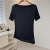 Women's Acetate Blend Short Sleeve Boat Neck Top