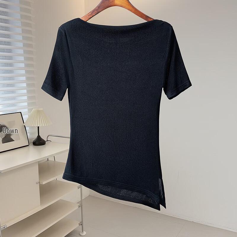 Women's Acetate Blend Short Sleeve Boat Neck Top