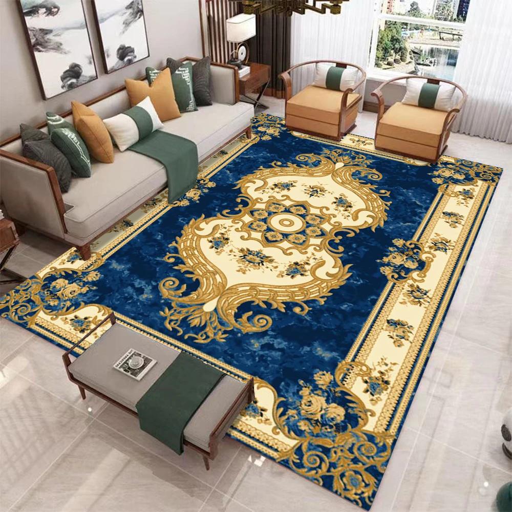 Luxury Blue Turkish Boho-style Carpetcarpet for Living Room Decor Bedroom Soft Floor Mat Balcony Lounge Rugs Kitchen Nonslip Mat
