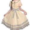 Girls Summer Sweet Pastoral Lace Bow Princess Dress Medium Large Kids Daily Fairy Skirt
