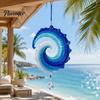 Mindful Leisure Crafting Kit Ocean Wave Crochet Wind Spinner DIY Kit, Coastal Beach House Hanging Decoration Craft Handmade Ornament for Home