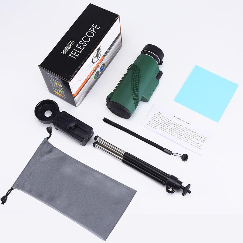 Monóculo Verde HD 80x100 para Observação de Pássaros e Fotografia ao Ar Livre