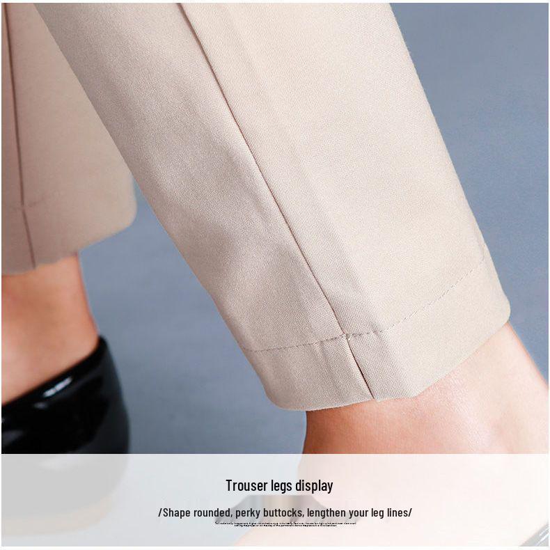 Petite Women's High-Waisted Split Hem Cropped Blazer Pants - Summer Thin Style, Casual Straight Leg