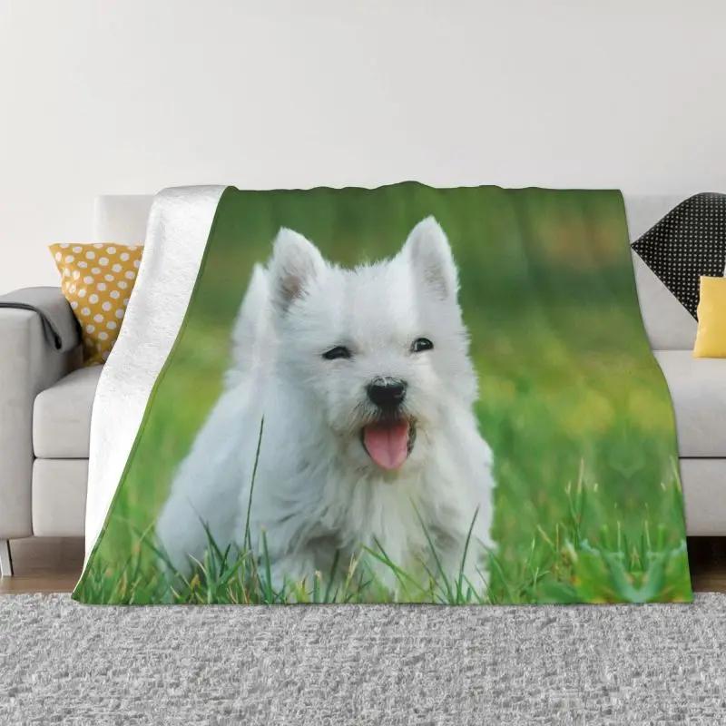 West Highland Terrier Terrier Fleece Blanket Cute Westies Dog Throw Blanket Super Soft Warm Flannel Blanket for Couch Bed Decor