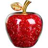 Crystal Apple Figurine Artificial Glass Apple-Shaped Paperweight Home Decor Filled with Fake Diamonds Fruits Collectibles Art (Red)