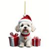 Charming Dog Acrylic Christmas Tree Ornament Decorative Pendant For Festive Holidays