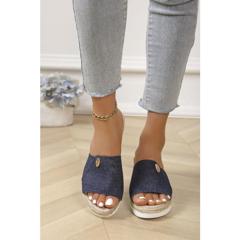 Women's 2025 New Style Wedge Sandals with Thick Soles and Mid-Heel Casual Beach Fish-Mouth Strappy Sandals In Plus Sizes