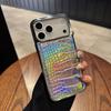 Luxury Aurora Crocodile Pattern Leather Phone Case For iPhone 17 Air 16 15 14 13 12 11 Pro Max Plus Plating Gradient Laser  Shockproof Protect Cover