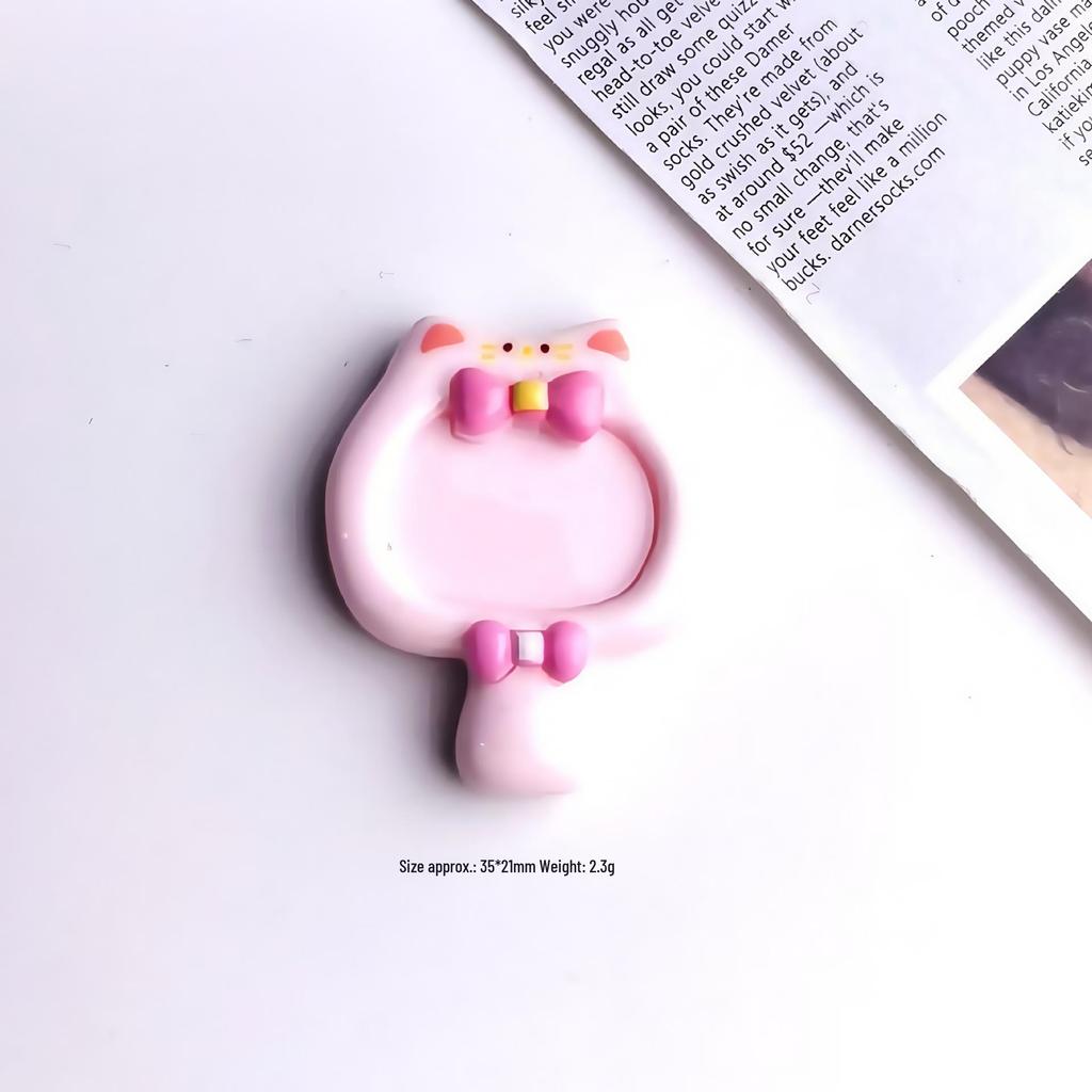 Cartoon Glossy Bow Cat Mirror Resin Ornaments: DIY Hair Clip, Phone Case, or Cup Accessory