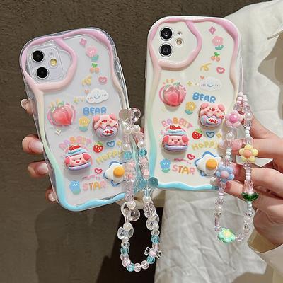 Etui 3D Kwiat Słodka Świnka Łańcuszek do Zawieszania Miękkie Etui Na iPhone 13 Etui iPhone 15 14 12 11 Pro Max XR X XS 7 8 Plus SE Pokrowiec Ochronny