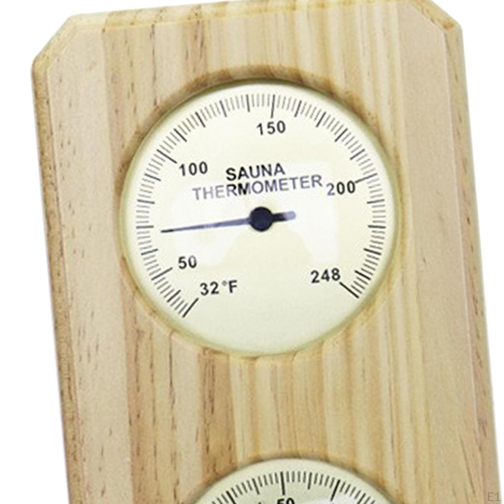 Sauna Hygrothermograph Equipment Temperature Humidity Gauge, Wooden Thermometer Hygrometer for