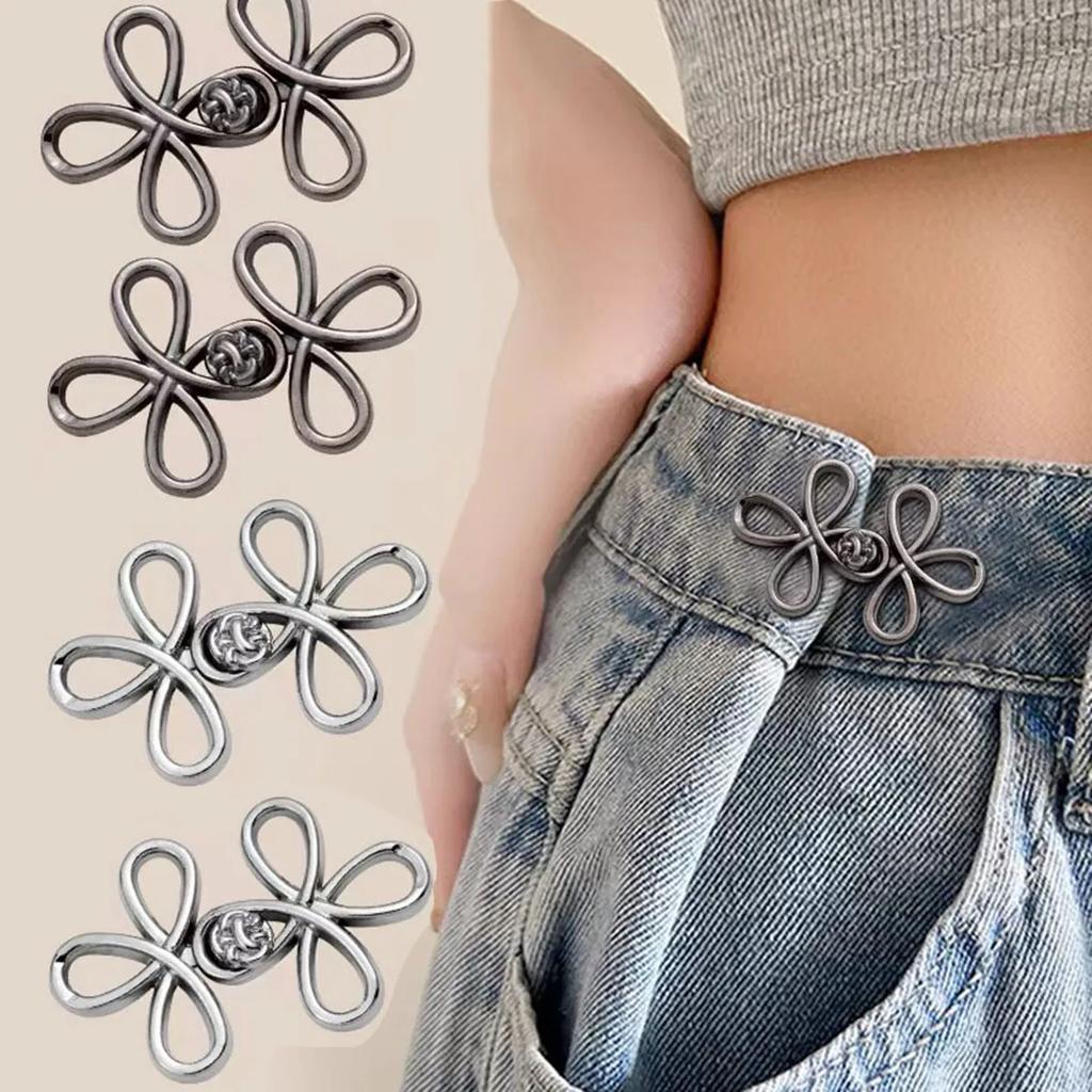 Clover Waist Button, Detachable, Nail Free, Seam Free Metal Waist Button, Jeans Waist Circumference Reduction Waist Tool