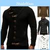 Elegant Men Long Sleeve Knitted Sweater With Horn Buttons And Turtleneck Coat Cardigan