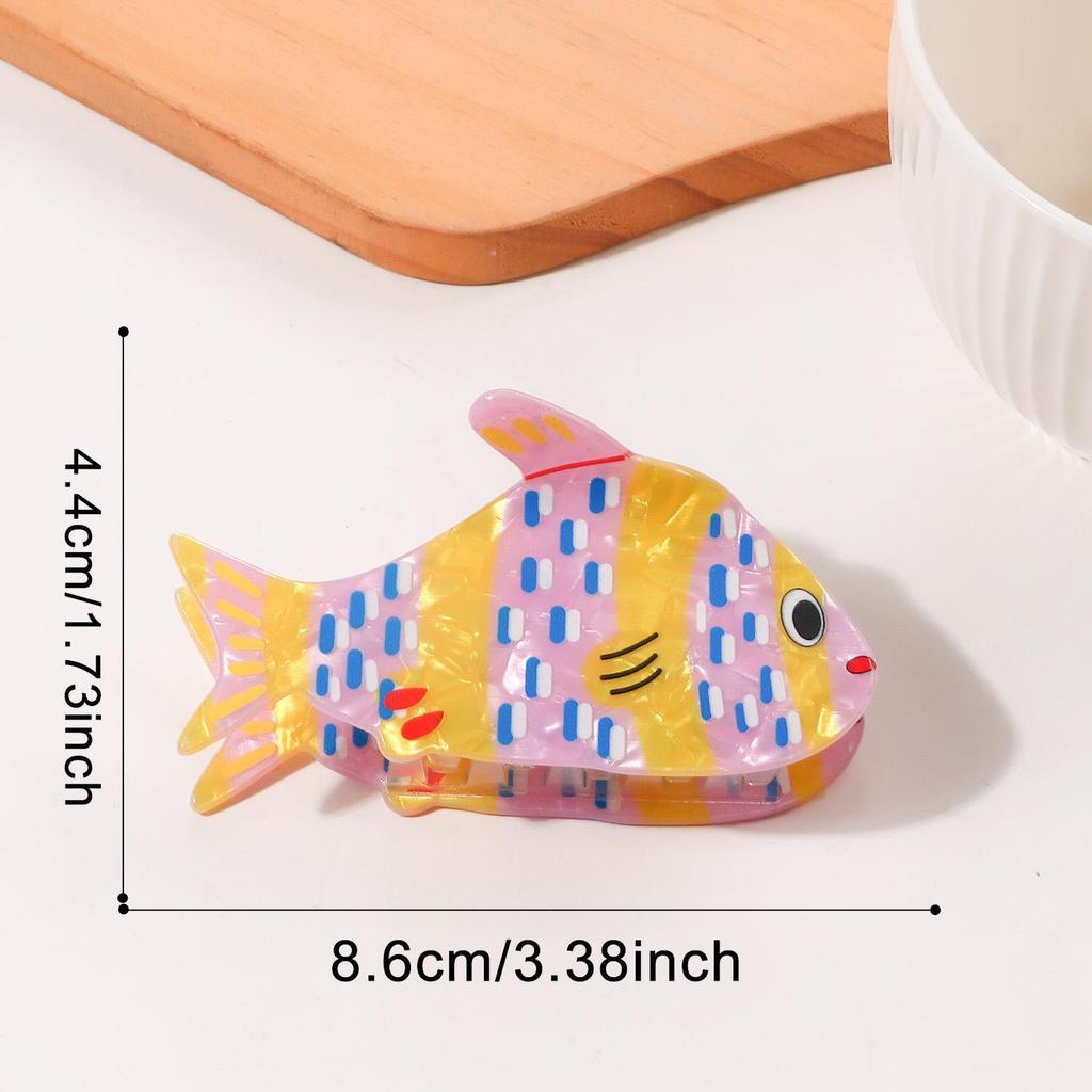 Bamboo Cute Ocean Animal Hair Clips: Tropical Fish & Cartoon Shark Claw Accessories.