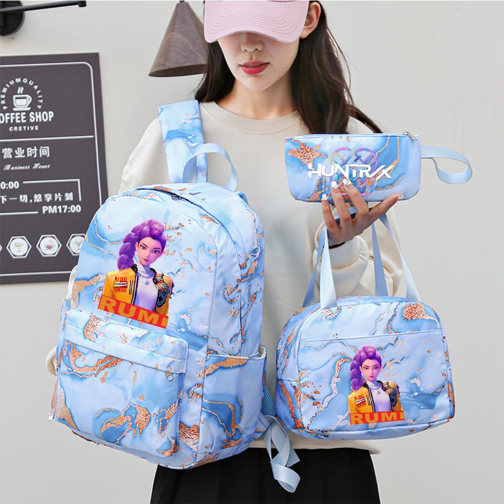 3Pcs/set Anime Demon Hunters Printed Backpack Handbag Pencil Case for Teenager Student Bookbag Schoolbag Women Large Capacity Waterproof Bag