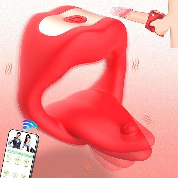 APP Controlled Silicone Penis Vibrating Ring with Tongue Vibration, Vibrating Penis Ring with 10 Vibrations, Adult Sex Toys for Men or Couples