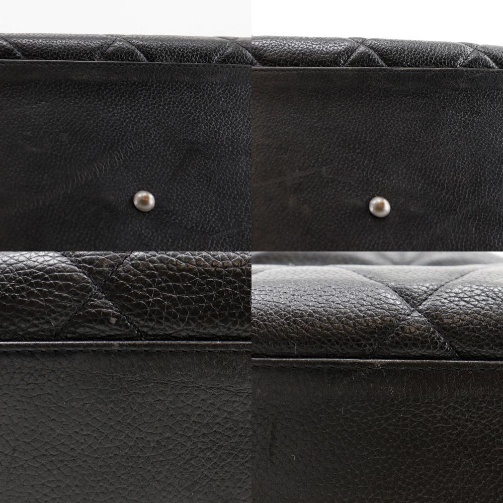 Chanel Matelasse Boston Bag Logo Black Caviar Skin/enamel Women Used