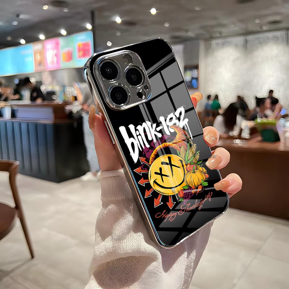 Band BLINK-182 Phone Case For IPhone 17 Pro Max 15 Pro 16 14 Plus 12 13 Mini 11 Pro Shockproof Electroplated Glass Cover
