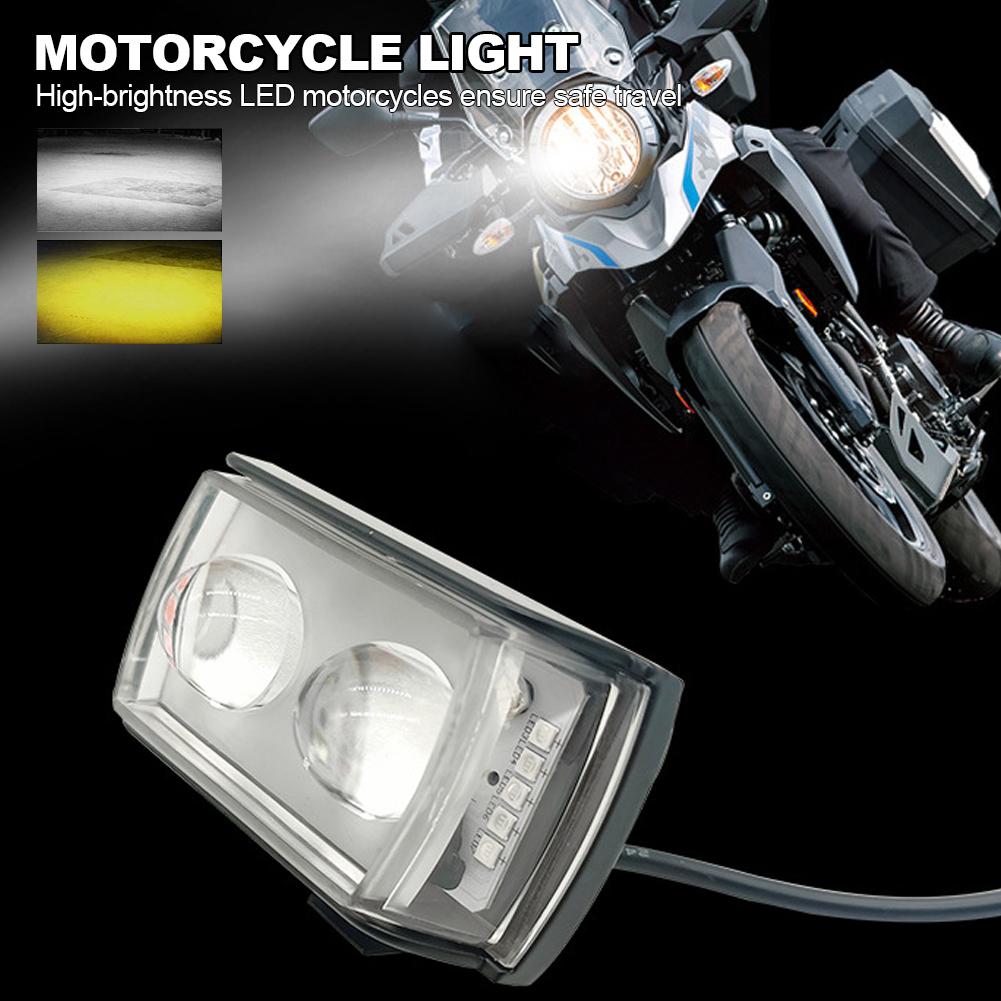

Motorcycle LED Spotlights with Short Three Sided Lenses High Low Beam Headlights External for Electric Vehicle Light