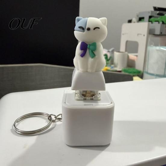 Animal Keyboard Fidget Toy 1/2Pcs Keychain, Rechargeable Goat Cat Finger Clicker Decompression Gadget with LED Light Sound, Push Button Sound