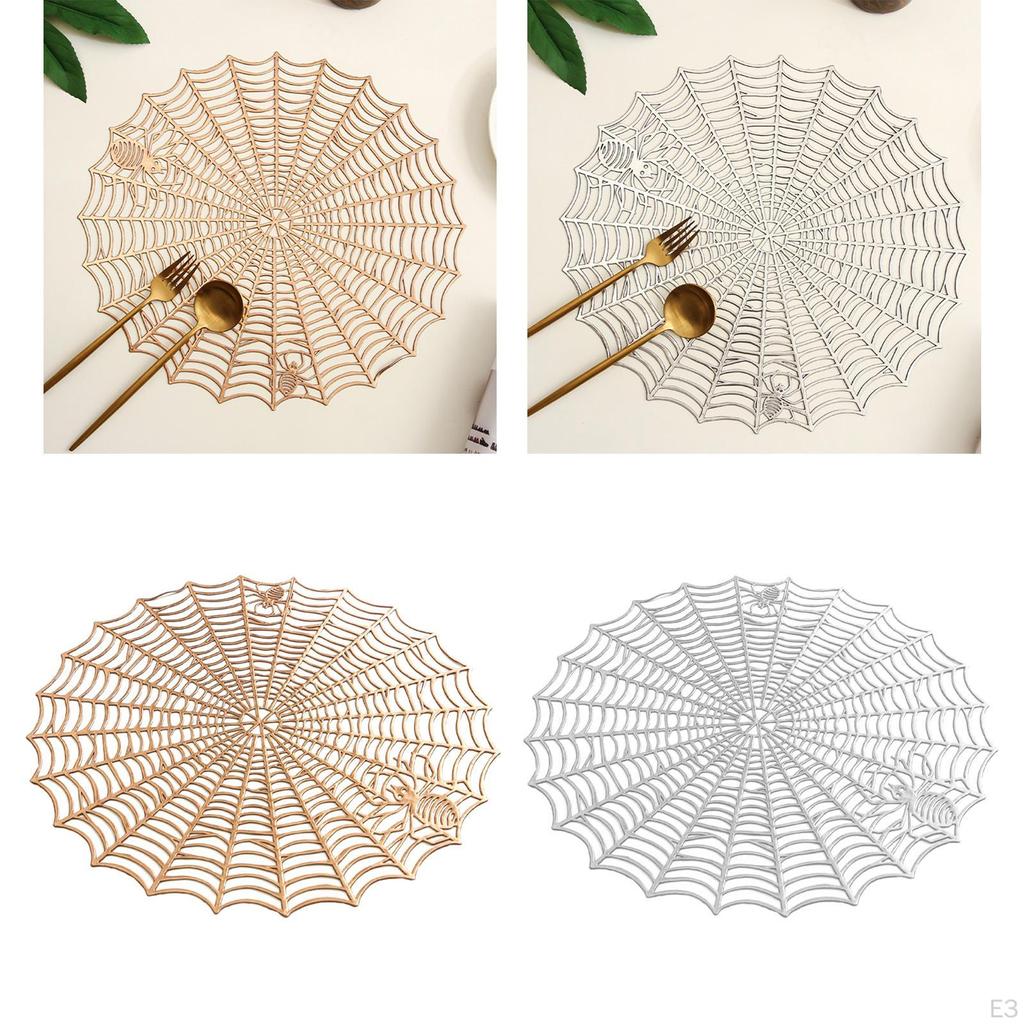 4 Pcs Spider Web Placemats Functional Mat for Halloween