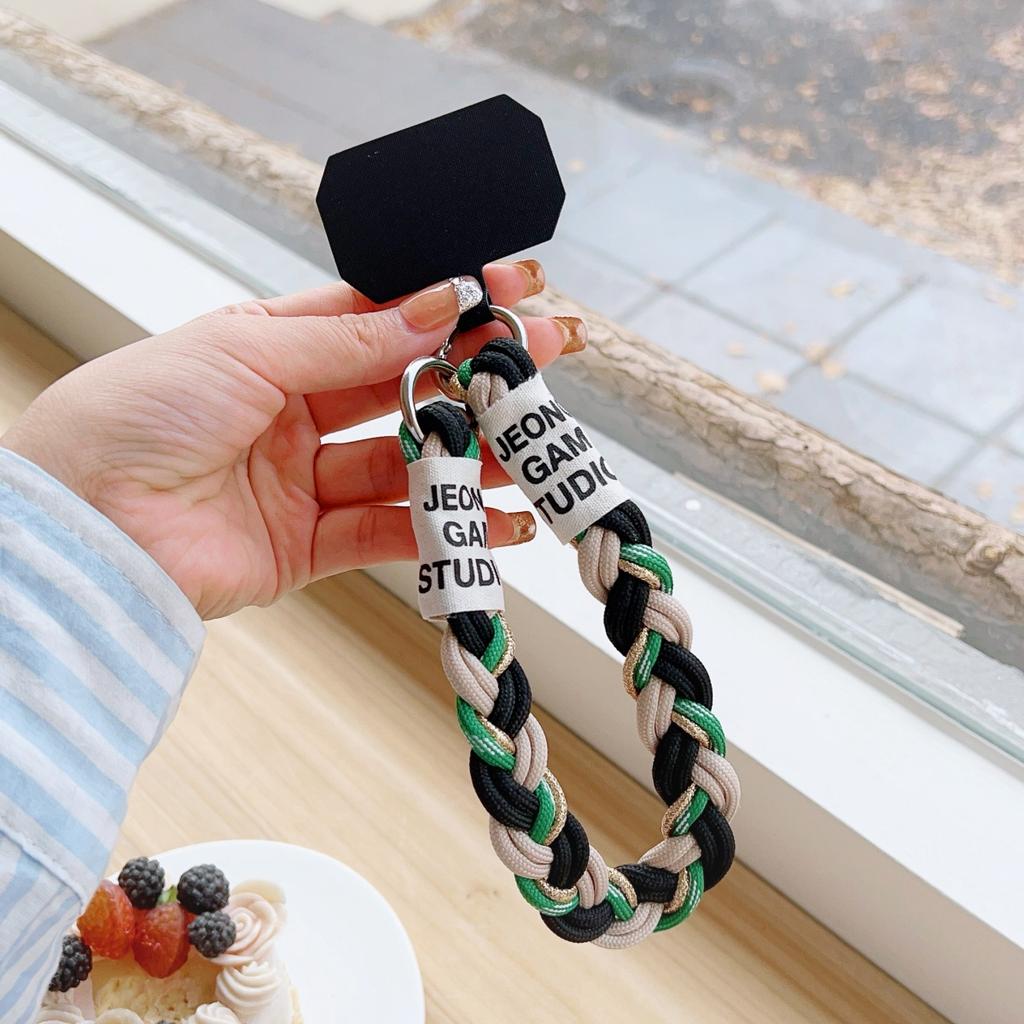 Cute Coloful Knitted Gold Wire Lanyard Phone Strap Keycord Hanging Trousers Accessories Stylish Anti-loss Keychain Wrist Rope