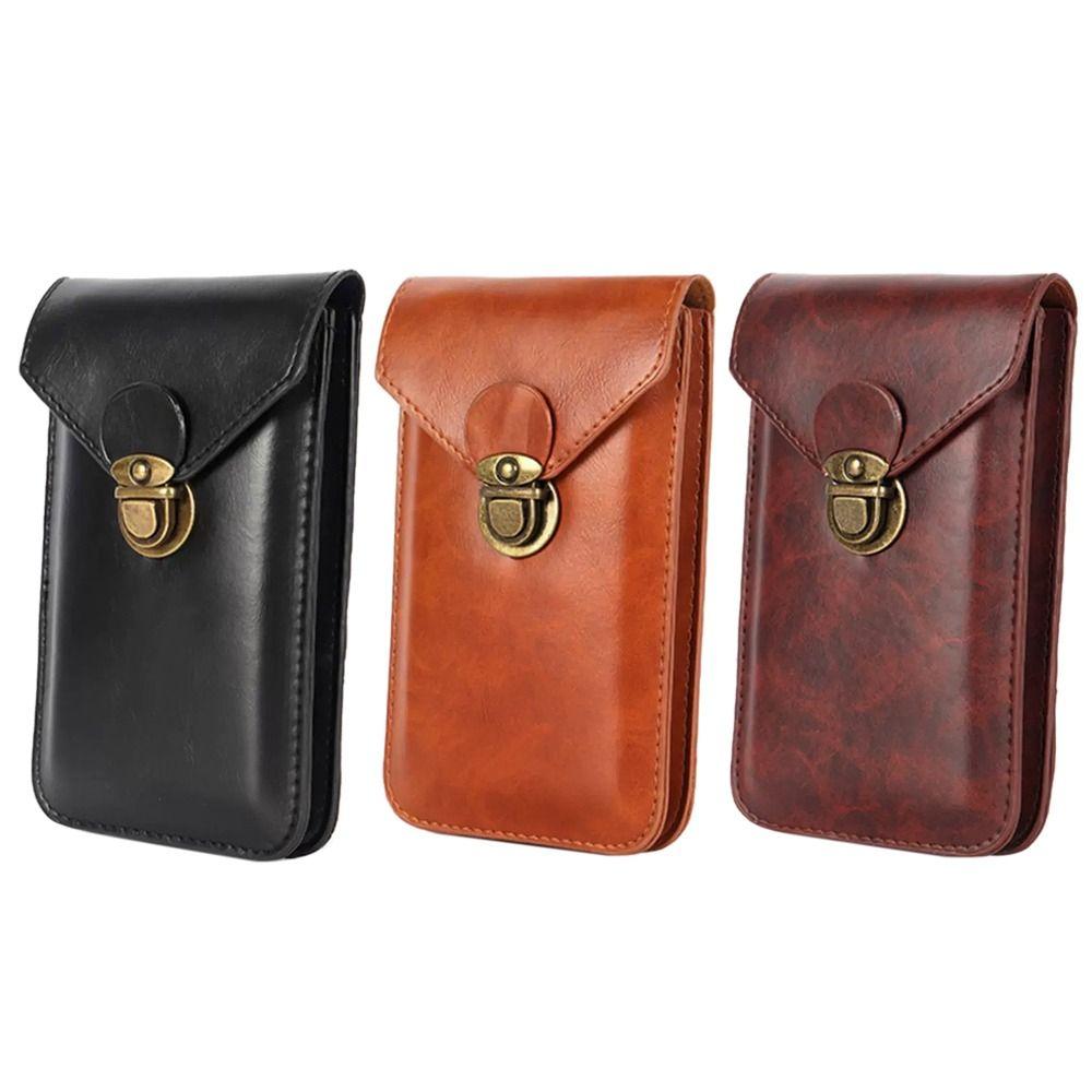 Retro Leather Phone Belt Bag WaterProof Universal Male Waist Pouch Multifunctional Phone Pouch Men